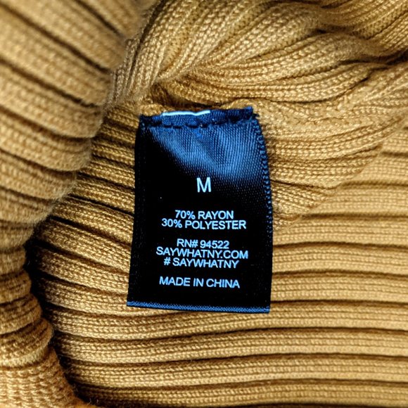 Women's Small Mustard Yellow Rib Knit Bodycon Button Up Dress with Slit - Picture 5 of 9